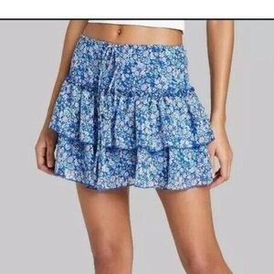 Wild Fable Blue Floral Mini Skirt Size Small